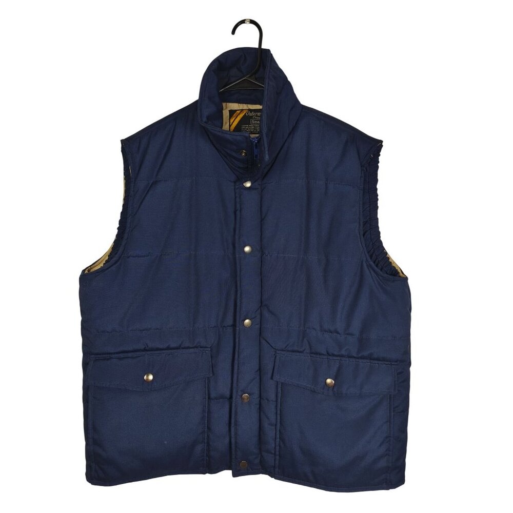 Vintage Sears Outerwear Men's XL Blue Quilted Sleeveless Puffer Vest Jacket
